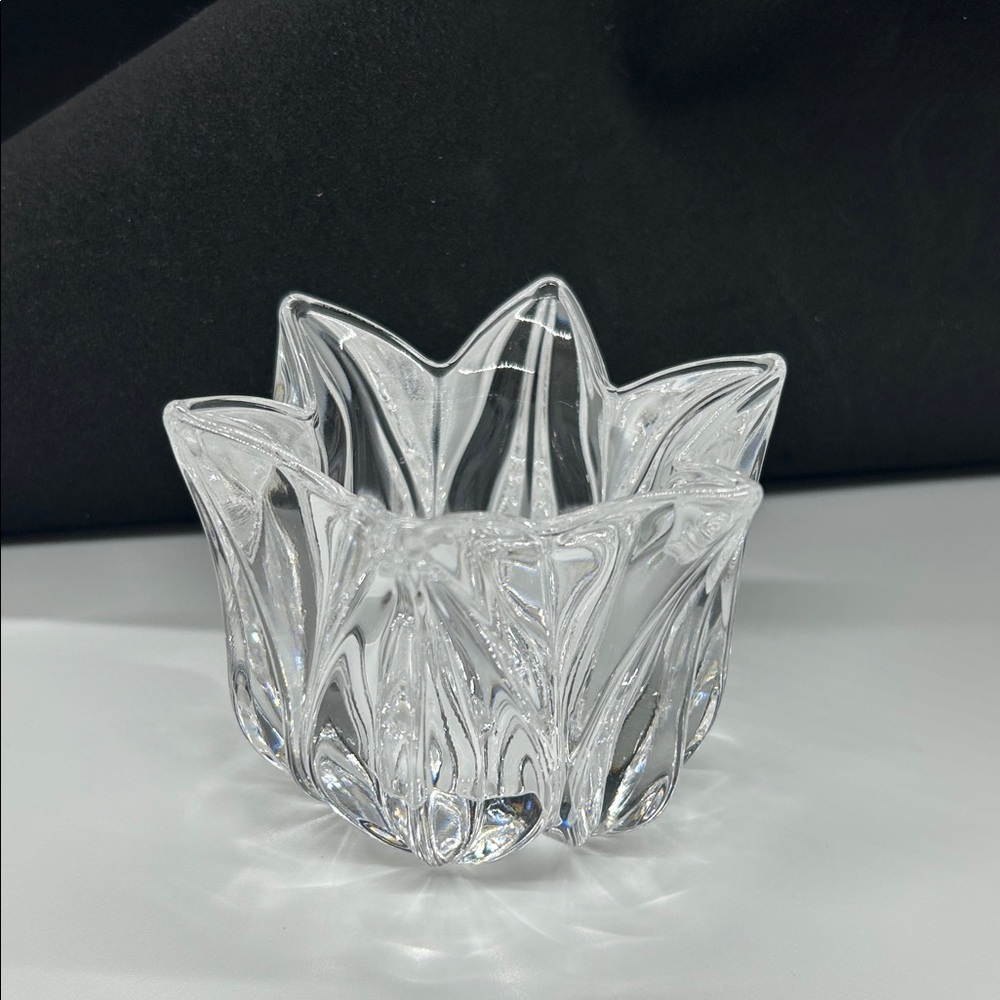 KOSTA BODA Crystal Clear Tulip Flower Votive Candle Holder Sweden 3 x 3 3/4